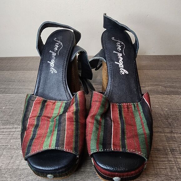 Free People Sandals Platform Block Heel Peep Toe Women's Size 6 Ankle strap - Picture 3 of 12